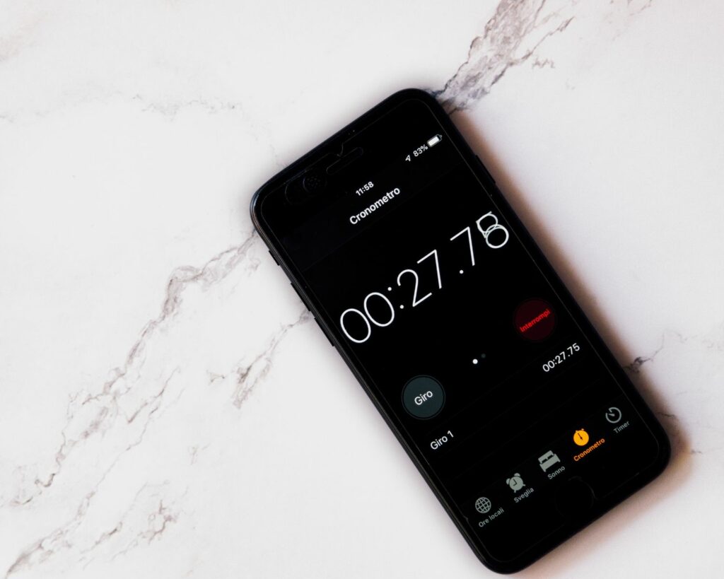 Chronomètre sur un téléphone